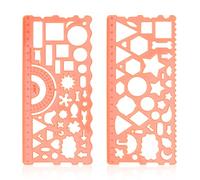 2Pcs Multifunzionale Geometrico Righello Geometric Drawing Template Strumento Di Misurazione Geometrica Per Disegnare Geometrici Modello di Disegno in Plastica Per Scuola e Ufficio, Arancione