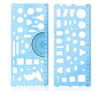 2Pcs Multifunzionale Geometrico Righello Geometric Drawing Template Strumento Di Misurazione Geometrica, Per Disegnare e Disegnare Geometrici Modello di Disegno in Plastica Per Scuola e Ufficio, Blu