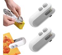2PCS Neattidyly Mini Bag Sealer with Cutter and Magnet,2026 Rechargeable 2 In 1 Mini Bag Sealer Heat Seal & Cutter, With Magnet Can Be Adsorbed on Metal Surfaces (White+White)