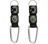 2Pcs Nero Moschettone Portachiavi Bussola Termometro Metallo Camping Outdoor Gadget Escursionismo Sopravvivenza a Multifunzionale Alpinismo Sport Outdoor Accessori Ricreazione