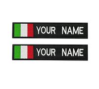 2pcs Nome personalizzabili patch con fissaggio gancio , morale tattico personalizzato nastri di nome con bandiera italiana per cappelli taps borse zaini tattici militari (A-Black)