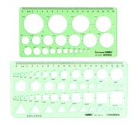 2PCS Normografo per schizzi e, normografo per schizzi e disegni, righello modello, modello cerchio, modello geometrico, righello modello per arte o studio di disegno e disegni personali