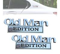 2Pcs Old Man Edition Car Emblem, 3D Metal Sticker Badge, Old Man Car Emblem Metal Badge Bumper Decals for Cars Truck SUV Side or Rear Tailgate Name Plate Sticker (Silver black)