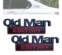 2Pcs Old Man Edition Car Emblem, 3D Metal Sticker Badge, Old Man Car Emblem Metal Badge Bumper Decals for Cars Truck SUV Side or Rear Tailgate Name Plate Sticker (Black red)