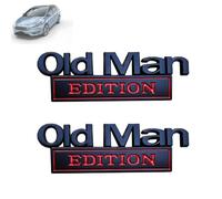 2Pcs Old Man Edition Car Stickers Emblem Metal Badge Bumper Decals for Car, Truck, SUV, Motorcycle (Black Red)