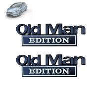 2Pcs Old Man Edition Car Stickers Emblem Metal Badge Bumper Decals for Car, Truck, SUV, Motorcycle (Black White)