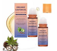 2PCS Olio Di Ricino Organico Roll-On Con Quarzo Rosa, Lozione Portatile Idratante e Delicata, Il Massaggio Quotidiano,Nutre Delicatamente La Pelle, Adatto a Tutti i Tipi Di Pelle
