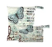 2pcs panno pannolino bagnato asciutto borse impermeabile nota musicale pianoforte chiave farfalla riutilizzabile lavabile viaggio spiaggia yoga palestra borsa per costumi da bagno bagnati vestiti