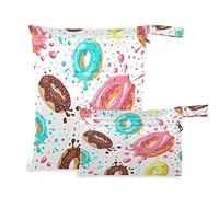 2pcs Panno Pannolino Wet Dry Borse Impermeabile Acquerello Ciambella Blu Menta Glaze Riutilizzabile Lavabile Viaggio Spiaggia Yoga Palestra Borsa per Costumi Da Bagno Vestiti Bagnati