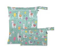 2pcs Panno Pannolino Wet Dry Borse Impermeabile Animale Llama Fiore Riutilizzabile Lavabile Viaggio Spiaggia Yoga Palestra Borsa per Costumi Da Bagno Vestiti Bagnati