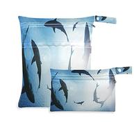 2pcs Panno Pannolino Wet Dry Borse Impermeabile Oceano Mare Animali Pesci Squalo Riutilizzabile Viaggio Spiaggia Yoga Palestra Borsa per Costumi Da Bagno Vestiti