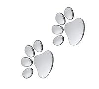 2pcs PAW Stampa decalcomanie autoadesive 3d effetto cromo effetto zampa adesivi per auto argento