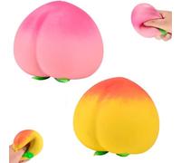 2pcs Peach Squishy,peach Squishy Slow Rising Stress Relief Toy,Realistic Peach Shaped Fruit Squeeze Balls, Peach Squishy Toy Fidget Sensory ,Suitable For All Ages, Pink And Yellow(A)