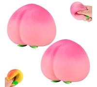 2pcs Peach Squishy,peach Squishy Slow Rising Stress Relief Toy,Realistic Peach Shaped Fruit Squeeze Balls, Peach Squishy Toy Fidget Sensory ,Suitable For All Ages, Pink And Yellow(A)