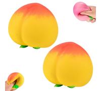 2pcs Peach Squishy,peach Squishy Slow Rising Stress Relief Toy,Realistic Peach Shaped Fruit Squeeze Balls, Peach Squishy Toy Fidget Sensory ,Suitable For All Ages, Pink And Yellow(B-2pcs)