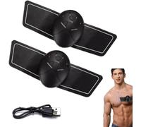2pcs Pecbuilder EMS Chest Trainer for Men, EMS Muscle Stimulator, USB Stomach Muscle Toner, 6 Modes EMS Lymphatic Relief Neck Massage for Chest Neck Arms Back Shoulders Legs (2PCS)