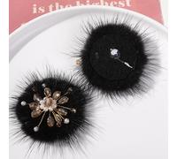 2pcs Pelliccia Finta Perline di Cristallo Pompom Fiore Decorazione Fai Forcina