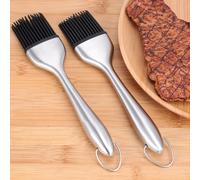 2pcs Pennelli per olio per barbecue Manico in acciaio inossidabile Pennello in
