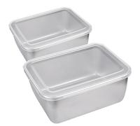 2pcs piastra quadrata in acciaio inossidabile con coperchio, 5.3x4.1x2.2 tedri da forno in acciaio inossidabile, teglia quadrata resistenti al calore, padella impilabile non slip per torte, pane