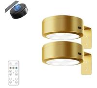 2PCS Picture Lights per parete, Picture Light Luci di pittura a batteria, Wireless Magnetic Display Art Light con telecomando, Wall Decor Puck Light per Art Frame Artworking (Gold)