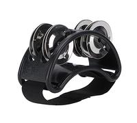 2pcs piede tamburello, metal jingle bell clinga a percussione strumento di tamburi Accessori shaker per chitarra batteria suonare nero