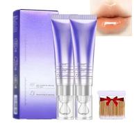 2Pcs Plumping & Anti-Wrinkle Hydrating Lip Serum,Color Changing Lip Plumper Serum,with Massage Head,Lips Care Serums for Dry Lips,Long-Lasting Moisturizing Non-Sticky (Orange Flavor, 01#*2PCS)
