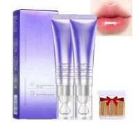 2Pcs Plumping & Anti-Wrinkle Hydrating Lip Serum,Color Changing Lip Plumper Serum,with Massage Head,Lips Care Serums for Dry Lips,Long-Lasting Moisturizing Non-Sticky (Strawberry Flavor, 02#*2PCS)