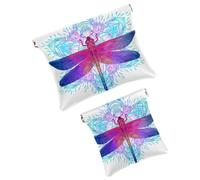 2PCS Pocket Cosmetic Bag, Borsa cosmetica impermeabile in pelle portatile Mini Travel Makeup Bag No Zipper Self-Closing Cosmetic Bag per le donne, Multicolore 02, 7.1x5.8 inch/4.7x4.5 inch