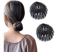 2PCS Ponytail hairpin curling iron - Fermagli per capelli a forma di nido d'uccello Morsetti per artigli,Clip per supporto coda di cavallo espandibile(2 pezzi neri)