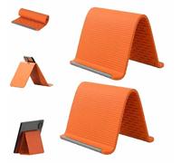 2pcs Portable Foldable Silicone Aluminum Phone Holder,Foldable Flexibles Phone Stand,Bendable Freely into Any Shape,Adjustable Anti-Slip Desktop Mount for Phone Tablet Laptop Home Office(Orange)