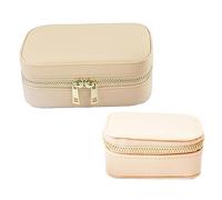 2pcs Portagioie Portatile Gioielli Organizer Display Caso di Viaggio Impermeabile PU Contenitore di Immagazzinaggio per Orecchini Anelli Mini Viaggio Gioielli Box Display Case Contenitore Doppio