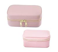 2pcs Portagioie Portatile Gioielli Organizer Display Caso di Viaggio Impermeabile PU Contenitore di Immagazzinaggio per Orecchini Anelli Mini Viaggio Gioielli Box Display Case Contenitore Doppio