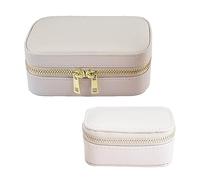 2pcs Portagioie Portatile Gioielli Organizer Display Caso di Viaggio Impermeabile PU Contenitore di Immagazzinaggio per Orecchini Anelli Mini Viaggio Gioielli Box Display Case Contenitore Doppio
