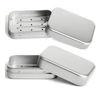 2pcs Portasapone Quadrato in Alluminio con Rete di Drenaggio, Portasapone Impermeabile per Viaggio, Portasapone Quadrato con Coperchio, in Bagno, Nella Vasca