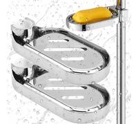 2PCS Portasapone Regolabile per Asta Doccia, in Materiale ABS, Pratico Gadget per Bagno e Cucina