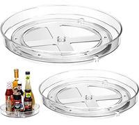 2pcs Portaspezie Girevole Organizer da Cucina, Lazy Susan, Organizer per Piatti Rotanti, Ripiani Trasparenti per Barattoli e Spezie, Rotazione a 360°, 23cm/27cm, Ottimizza Lo Spazio di Cucina e Bagno