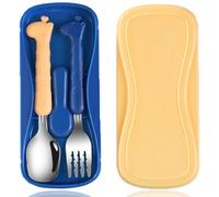 2PCS Posate Bambini Posate Svezzamento Forchetta Bambini Acciaio Cucchiaino