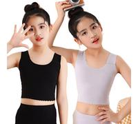2pcs Ragazza Canottiera senza Maniche Corto Canotta Elasticizzato Maglia Intima