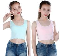 2pcs Ragazza Canottiera senza Maniche Corto Canotta Elasticizzato Maglia Intima