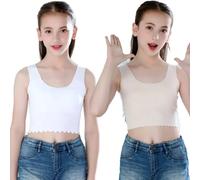 2pcs Ragazza Canottiera senza Maniche Corto Canotta Elasticizzato Maglia Intima