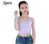 2pcs Ragazza Canottiera senza Maniche Corto Canotta Elasticizzato Maglia Intima