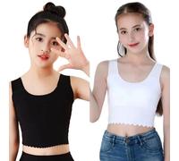 2pcs Ragazza Canottiera senza Maniche Corto Canotta Elasticizzato Maglia Intima