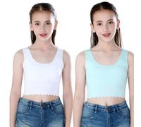 2pcs Ragazza Canottiera senza Maniche Corto Canotta Elasticizzato Maglia Intima