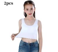 2pcs Ragazza Canottiera senza Maniche Corto Canotta Elasticizzato Maglia Intima