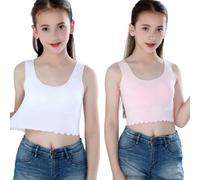 2pcs Ragazza Canottiera senza Maniche Corto Canotta Elasticizzato Maglia Intima