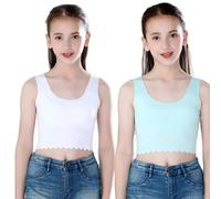 2pcs Ragazza Canottiera senza Maniche Corto Canotta Elasticizzato Maglia Intima