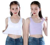 2pcs Ragazza Canottiera senza Maniche Corto Canotta Elasticizzato Maglia Intima