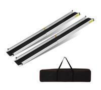 2PCS Rampa Telescopica per Sedia a Rotelle,Max 272 kg 120-213 cm Regolabile, in Alluminio, Antiscivolo, con Capacità di Carico Scale e Ostacoli, Passi in Casa Nella Borsa in tessuto