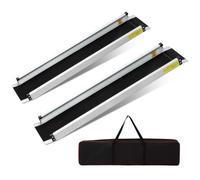 2PCS Rampa Telescopica per Sedia a Rotelle,Max 272 kg 76-122 cm Regolabile, in Alluminio, Antiscivolo, con Capacità di Carico Scale e Ostacoli, Passi in Casa Nella Borsa in tessuto