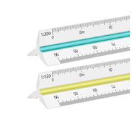 2pcs Righello Triangolare, Scalimetro Triangolare in Plastica per Architetti e Ingegneri 1:100 1:200 1:250 1:300 1:400 1:500/1:20 1:25 1:50 1:75 1:100 1:125